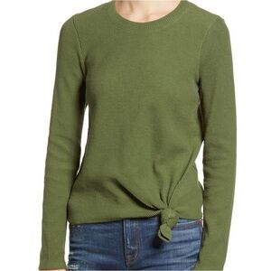 Madewell green ribbed knot waist top NWT M